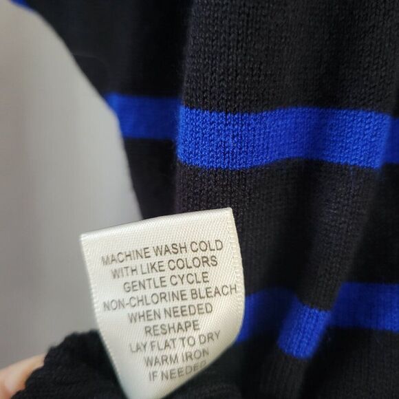 Pina Rossi Small Sweater Colored stripes Blue Black stretchy soft Rayon euc - Picture 7 of 8